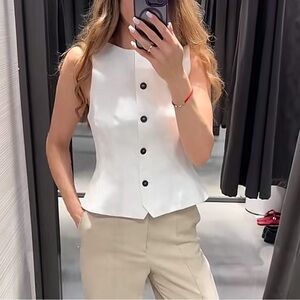 ZARA 100% LINEN VEST ZW COLLECTION